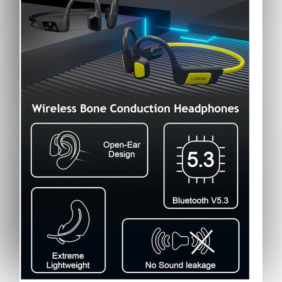 LOBKIN Bone Conduction Headphones, Swimming Headphones New Open Box - Picture 3 of 6